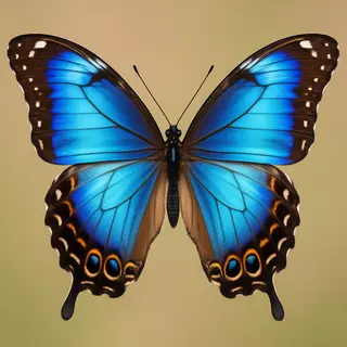 A Morpho menelaus butterfly with accurate iridescent blue do