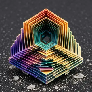 A specimen of bismuth crystal showing accurate iridescent ox