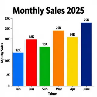 A bar chart showing monthly sales for January through June w
