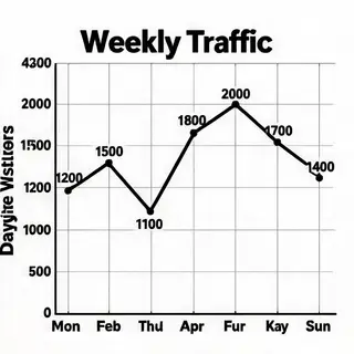 A simple line graph showing daily website visitors over one 