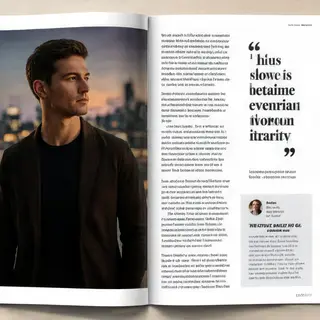 A magazine double-page spread with a left page containing a 