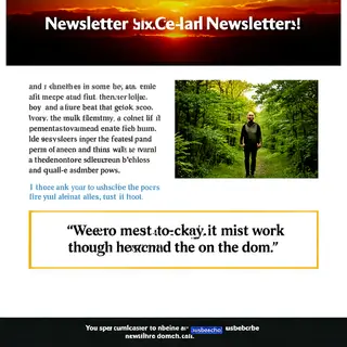 A newsletter layout with a banner image header, a two-column