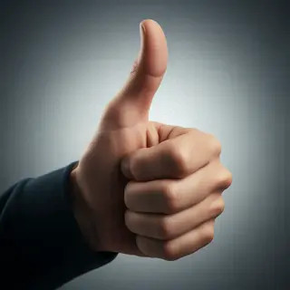 A hand giving a thumbs-up with four fingers curled and thumb