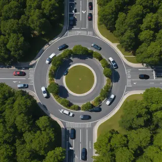 An aerial bird's-eye view looking straight down at a traffic