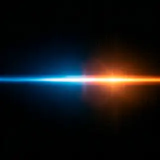 A cinematic frame with blue and orange anamorphic lens flare