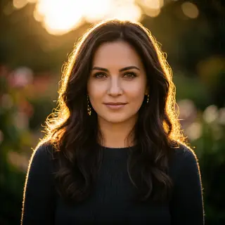 A portrait shot at 85mm f/1.4 with creamy bokeh background, 