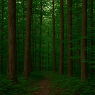 A forest scene where the foliage is precisely #2D5F2D (dark 
