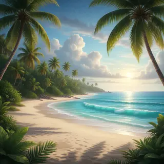 A tropical beach scene with no people