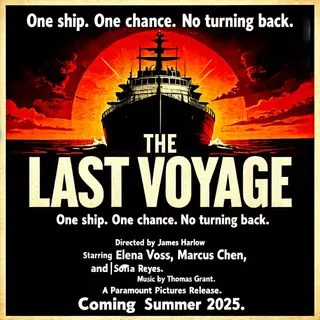 A vintage movie poster for 'THE LAST VOYAGE' featuring a tag