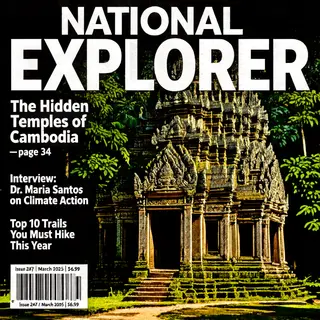 A magazine cover titled 'NATIONAL EXPLORER' with cover lines