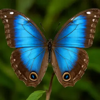 A Morpho menelaus butterfly with accurate iridescent blue do