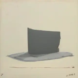 A still life painted in anxious minimalism — sparse composit