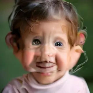 A 5-year-old child with round cheeks and large eyes, crying 