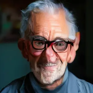 An elderly man in his 70s with age spots and thinning gray h