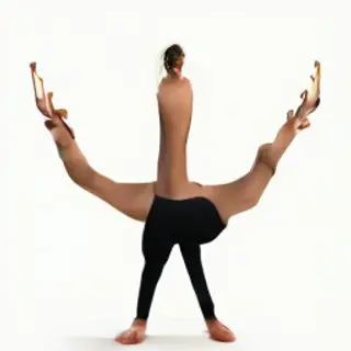 A person in a yoga tree pose — standing on one leg with the 