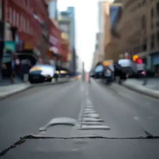 A tilt-shift photograph of a city street making real-life lo