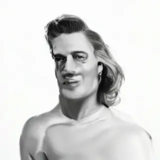 A high-key portrait of a person against a bright white backg
