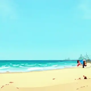 A tropical beach scene with no people