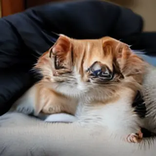 A cat lying on a couch without a collar