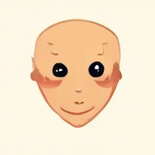 A human face with eyes, nose, and mouth but no eyebrows