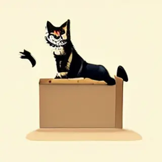 A cat sitting on top of a cardboard box