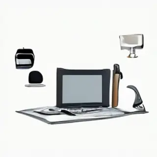 A desk scene: laptop in the center, coffee mug to the left, 