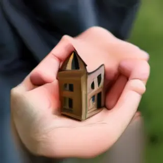 A miniature house sitting on the palm of someone's hand