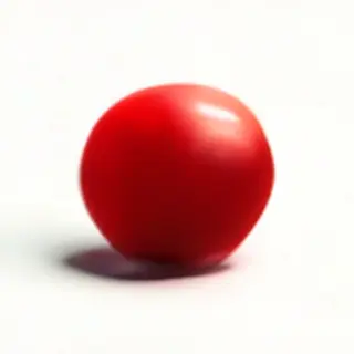 A red sphere on a white surface with a single shadow cast to