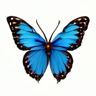 A Morpho menelaus butterfly with accurate iridescent blue do