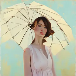 A woman with a parasol in the style of Impressionism — soft 