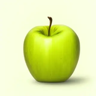 A ripe green apple on a seamless white background with soft 