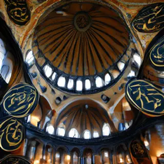 The Hagia Sophia interior showing the massive central dome, 