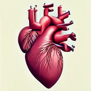 An anatomical illustration of the human heart showing four c