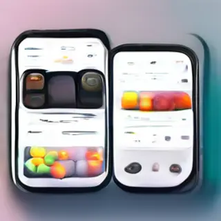 A mobile app UI mockup showing a dashboard with a top naviga