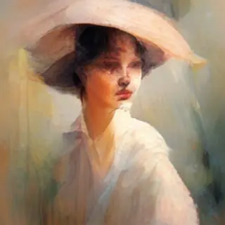 A woman with a parasol in the style of Impressionism — soft 