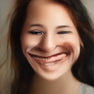 A close-up portrait of a young woman with a warm natural smi