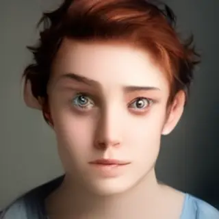 A headshot of a teenager with a relaxed, neutral face