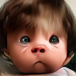 A 5-year-old child with round cheeks and large eyes, crying 