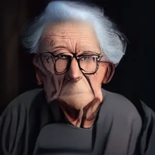 An elderly man in his 70s with age spots and thinning gray h