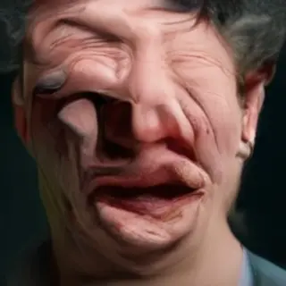 A close-up of a person's face showing clear disgust, nose wr