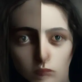 A face showing quiet melancholy — downcast eyes, slightly dr