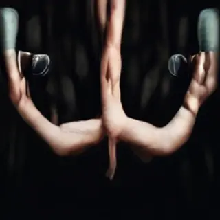 A woman holding her hands out in front of her palms-up, all 