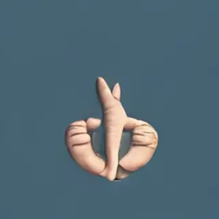 A person making a peace sign with their right hand, clearly 