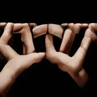A person counting to three on their fingers, with index, mid