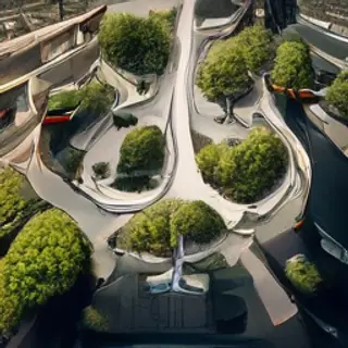 An aerial bird's-eye view looking straight down at a traffic