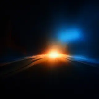 A cinematic frame with blue and orange anamorphic lens flare