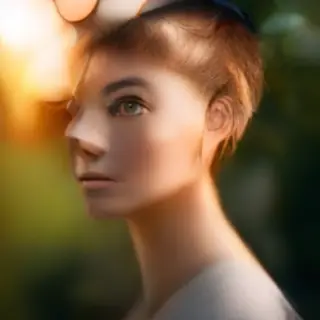 A portrait shot at 85mm f/1.4 with creamy bokeh background, 
