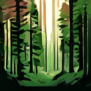 A forest scene where the foliage is precisely #2D5F2D (dark 