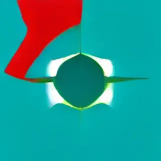 A large red circle, a small blue triangle, and a medium gree