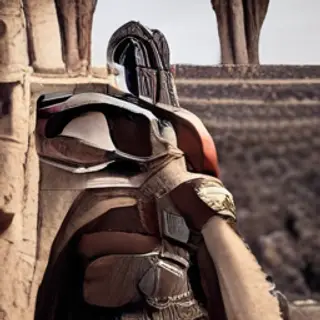 A Roman gladiator taking a selfie with a smartphone in the C